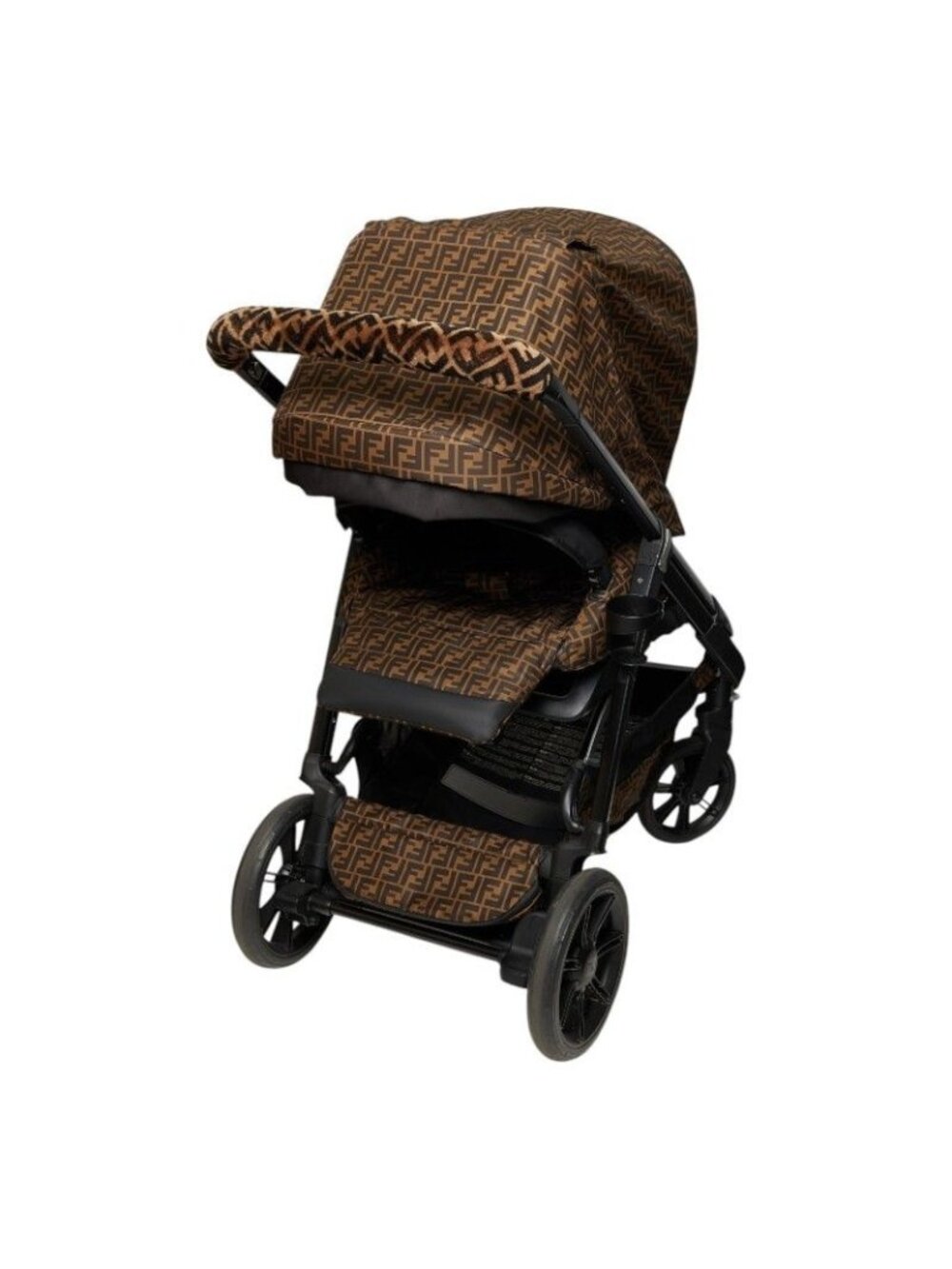 Fendi Inglesina FF Logo Fabric Baby Car Brown Black Heel